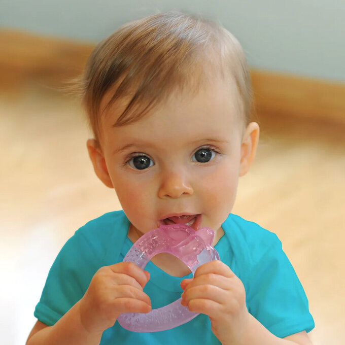 美國 green sprouts 小綠芽冰鎮冷凍型按摩/舒緩疼痛固齒器_蔬果造型_粉草莓_GS222340-PS