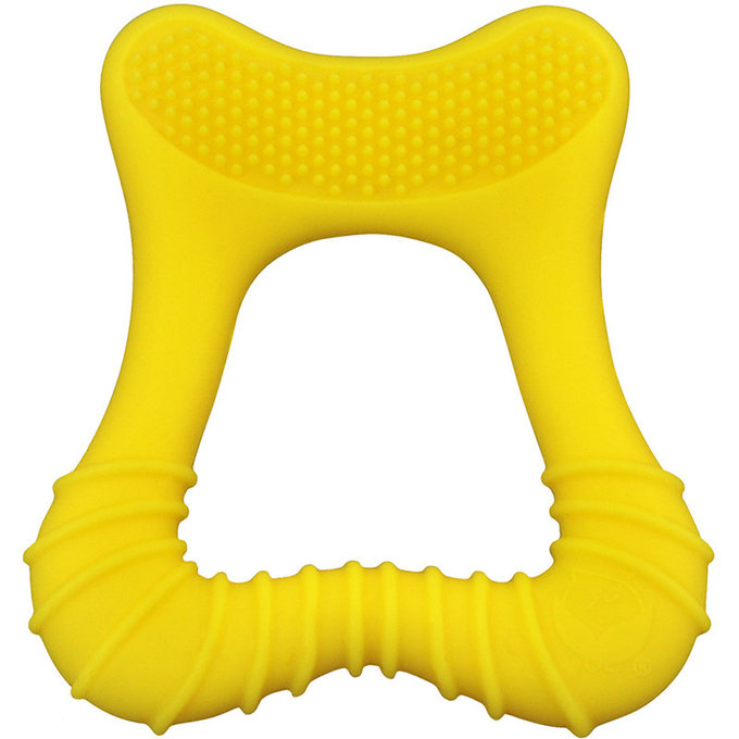  美國 green sprouts 小綠芽 食品安全等級矽膠固齒器/潔牙固齒器單入組_亮黃_GS385301