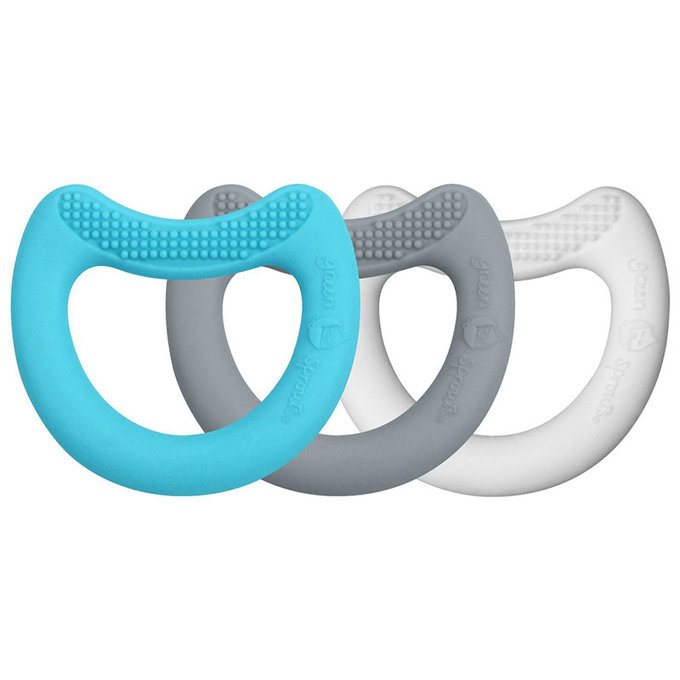 美國 green sprouts 小綠芽 食品安全等級矽膠固齒器3入組_水藍月亮_GS385372-AS