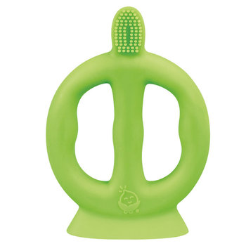 美國 green sprouts 食品安全等級矽膠固齒器兼牙刷_草綠_GS305300G-