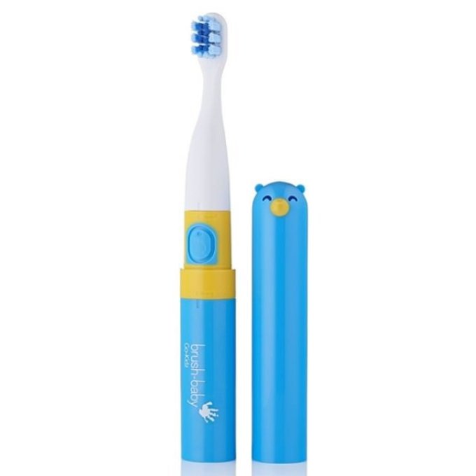 英國 brush-baby 外出攜帶型GoKidz聲波電動牙刷_粉藍_bb17