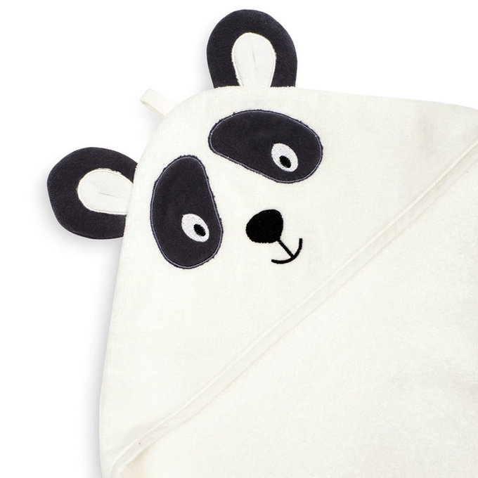 英國 JoJo Maman BeBe 100%純棉動物造型連帽浴巾/包巾_ 米白浣熊(JJE2847)