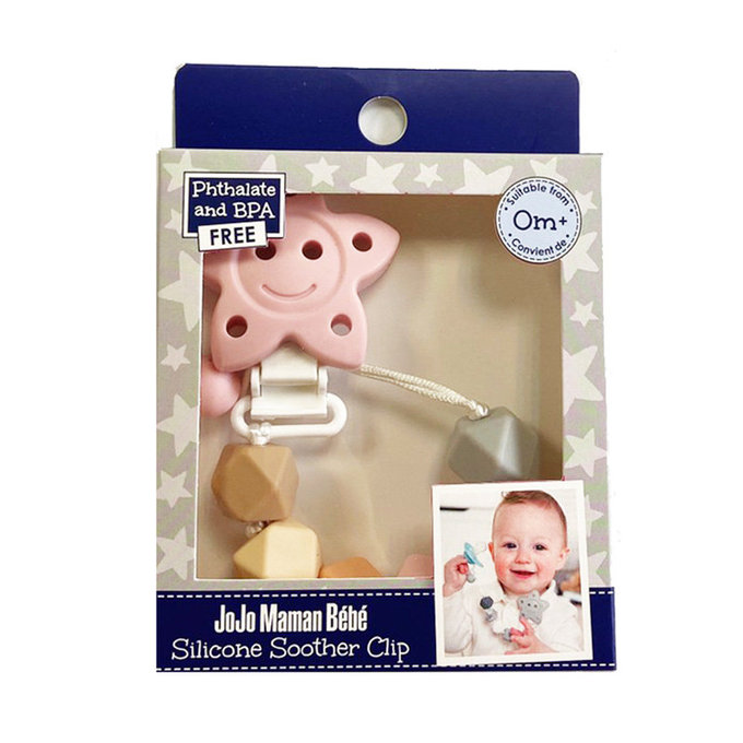 英國 JoJo Maman BeBe 嬰幼兒矽膠玩具鍊/奶嘴鍊_甜美粉(JJE2048)