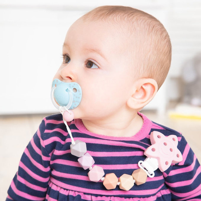英國 JoJo Maman BeBe 嬰幼兒矽膠玩具鍊/奶嘴鍊_甜美粉(JJE2048)