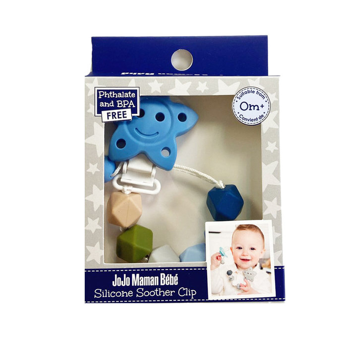 英國 JoJo Maman BeBe 嬰幼兒矽膠玩具鍊/奶嘴鍊_水藍(JJE2049)