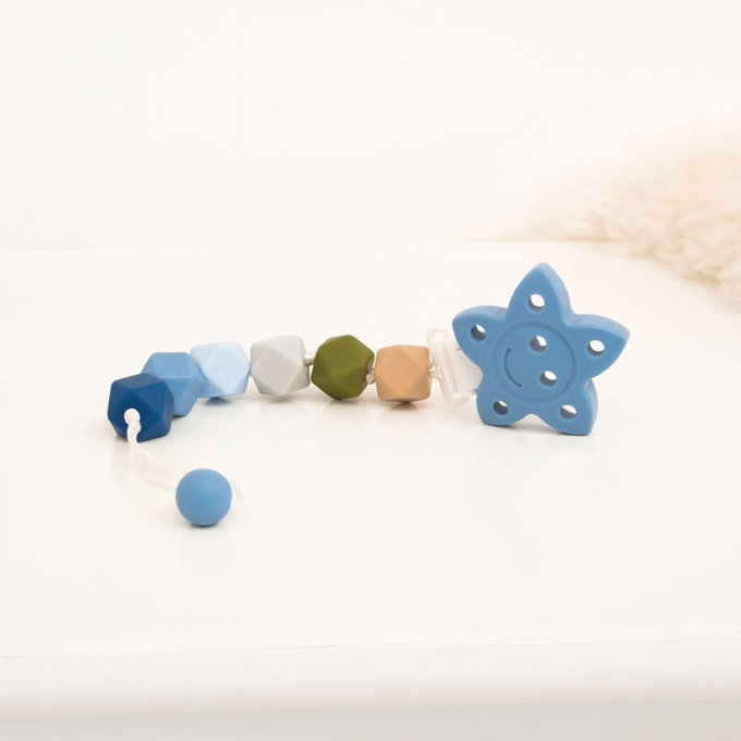 英國 JoJo Maman BeBe 嬰幼兒矽膠玩具鍊/奶嘴鍊_水藍(JJE2049)