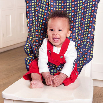 英國 JoJo Maman BeBe 可攜帶式口袋組寶寶安全餐椅套_繽紛圓點(JJD3339-N)-