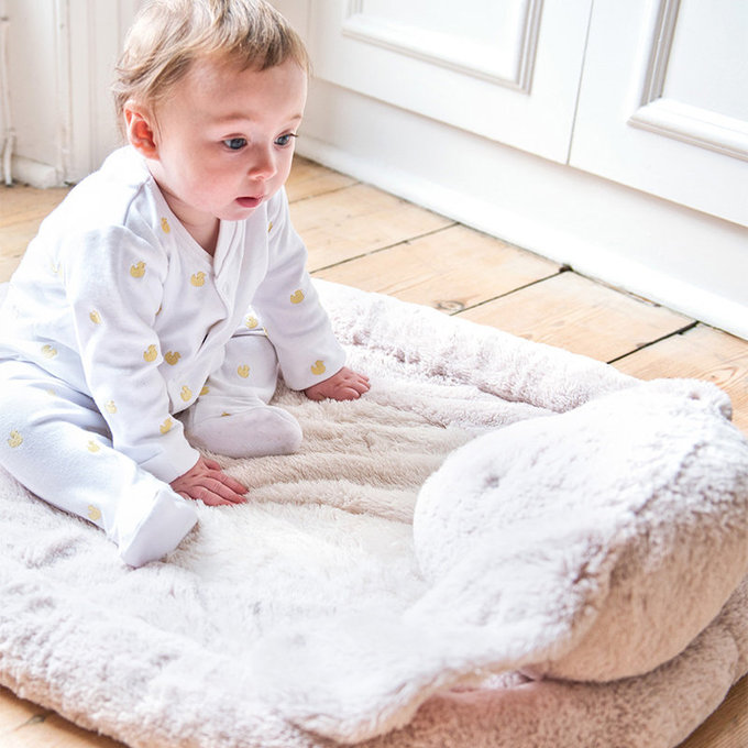 英國 JoJo Maman BeBe 舒適柔軟長絨毛睡墊/遊戲墊/休息墊_邦妮兔(JJD3606)