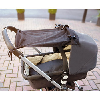 英國 JoJo Maman BeBe 嬰兒推車專用100%純棉遮陽布_ 純黑(JJA4438)-