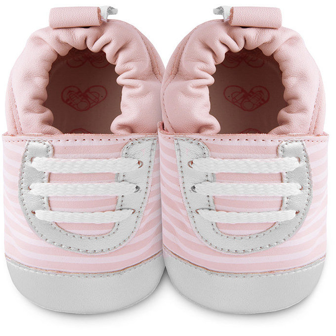 英國 shooshoos 健康無毒真皮手工鞋/學步鞋/嬰兒鞋/室內鞋/室內保暖鞋_粉銀斑馬紋運動型_101039