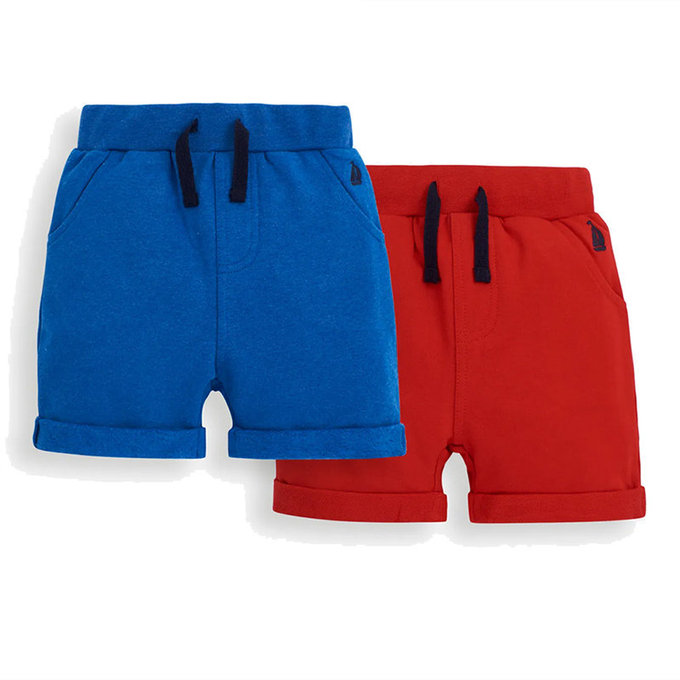 英國 JoJo Maman BeBe 超優質嬰幼兒/兒童100% 純棉綁繩短褲2入組_紅藍 (JJE5503C)