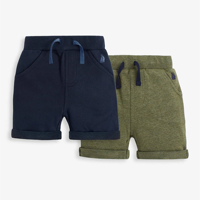 英國 JoJo Maman BeBe 超優質嬰幼兒/兒童100% 純棉綁繩短褲2入組_卡其色(JJE5503K)
