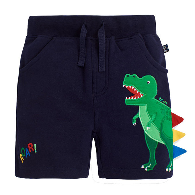 英國 JoJo Maman BeBe 超優質嬰幼兒/兒童100% 純棉綁繩短褲_恐龍來了(JJH1521)
