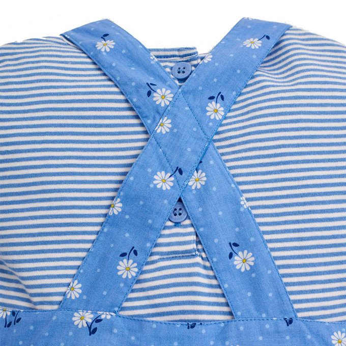 英國 JoJo Maman BeBe 超優質嬰幼兒/兒童100％純棉2件式短袖洋裝_藍色花海(JJH1396)