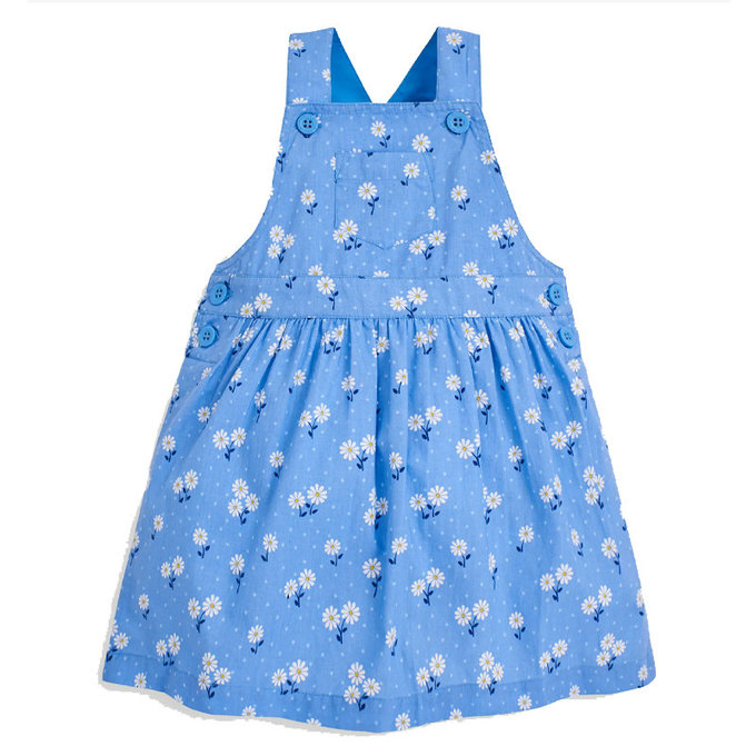 英國 JoJo Maman BeBe 超優質嬰幼兒/兒童100％純棉2件式短袖洋裝_藍色花海(JJH1396)