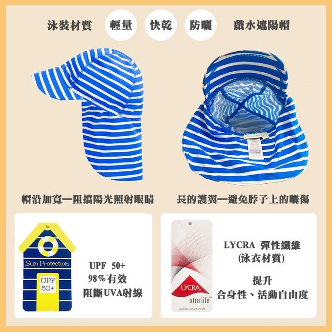 英國 JoJo Maman BeBe 嬰幼兒/兒童泳裝戲水UPF50+防曬護頸遮陽帽_ 一帆風順(JJE5024)