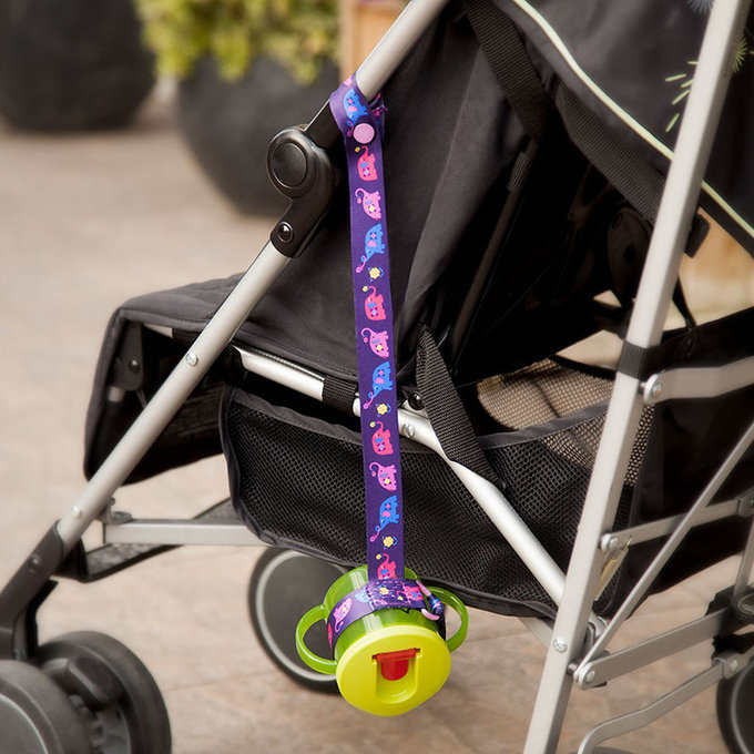 英國 JoJo Maman BeBe 杯子/玩具防掉落帶兩件組_ 紫大象(JJD6122E)