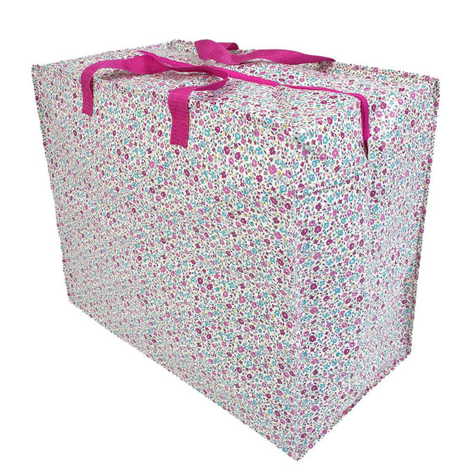 英國 JoJo Maman BeBe 超大多功能收納袋，可收納衣物/棉被/用品_粉色小碎花(JJE7126)