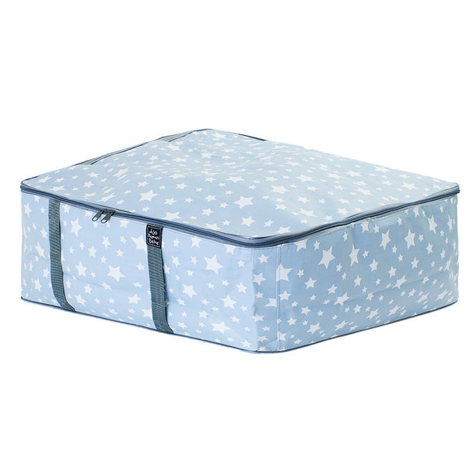 英國 JoJo Maman BeBe 超大多功能收納袋，可收納衣物/棉被/用品_冰藍星星(JJE6515)