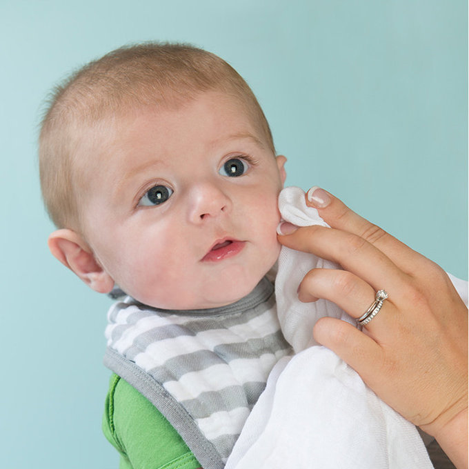 美國green sprouts 小綠芽 暗扣款四超層吸水細緻有機棉細紗布【口水巾圍兜】2入組_桃粉條紋_GS100192-2