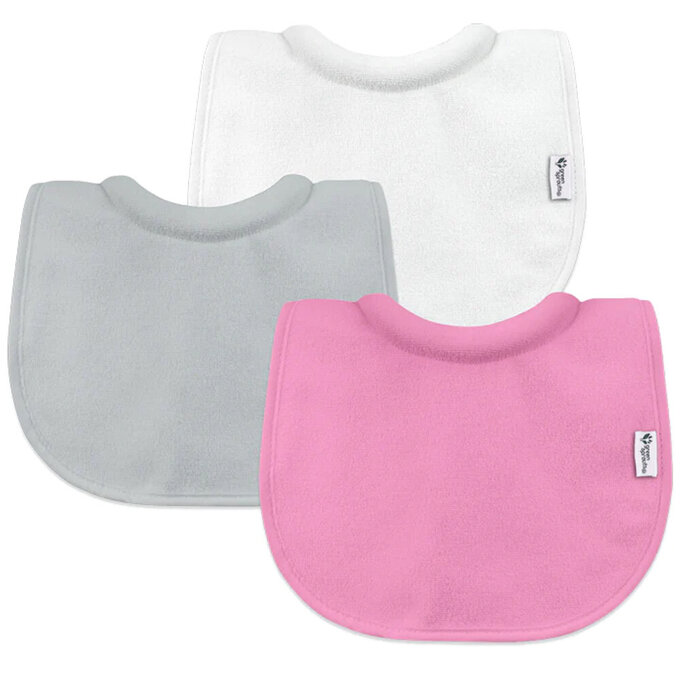 美國 green sprouts 小綠芽三層吸水/防水【口水巾圍兜】3入組_桃灰白_GS100091-P