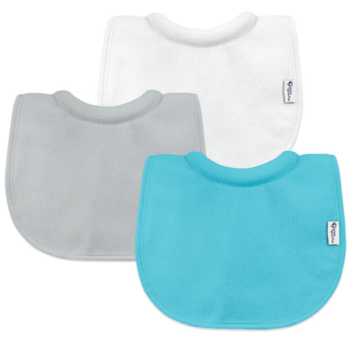 美國 green sprouts 小綠芽三層吸水/防水【口水巾圍兜】3入組_水藍組_GS100091-A