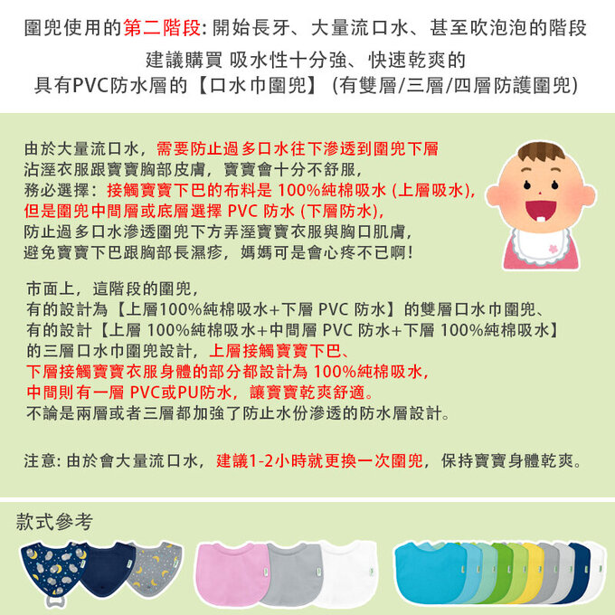 美國 green sprouts 小綠芽三層吸水/防水【口水巾圍兜】3入組_深藍組_GS100091-R