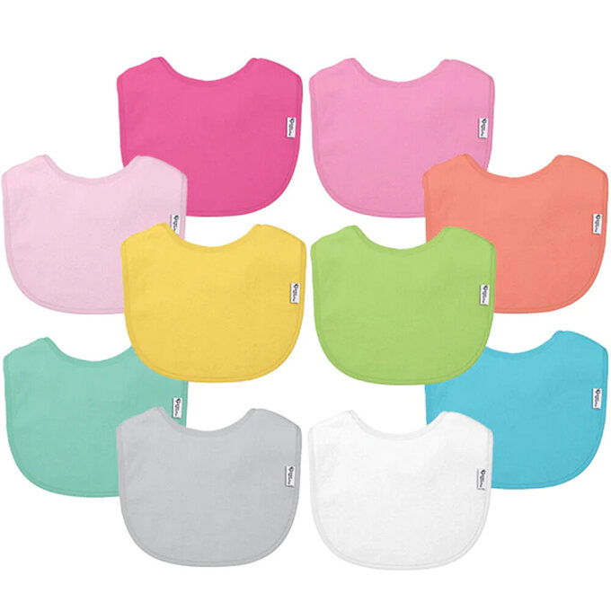 美國 green sprouts 小綠芽三層吸水/防水【口水巾圍兜】10入組_淡粉組_GS101090-PS