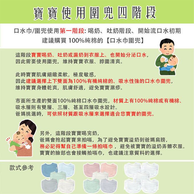 美國 green sprouts 小綠芽三層吸水防水純棉【口水巾圍兜】、【吃飯圍兜】3入組_桃色組_GS101100-PS