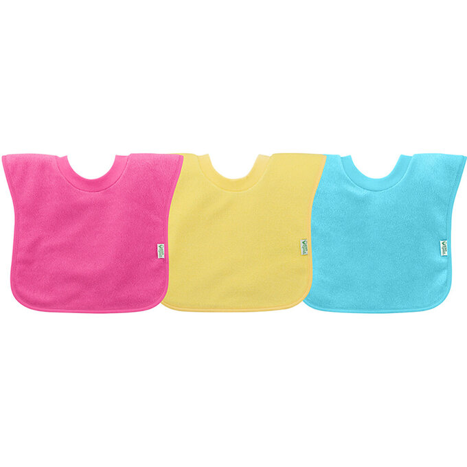 美國 green sprouts 小綠芽三層吸水防水純棉【口水巾圍兜】、【吃飯圍兜】3入組_桃色組_GS101100-PS