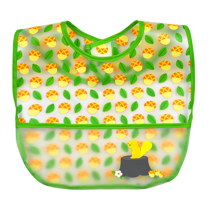 美國green sprouts 小綠芽 雙面防水/防食物掉落圍兜/【吃飯圍兜】3入組_綠狐狸_GS101360-3