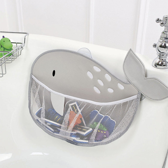 英國 JoJo Maman BeBe 嬰幼兒沐浴/洗澡/戲水收納袋_灰色鯨魚_JJE2009_53 x 36.5cm