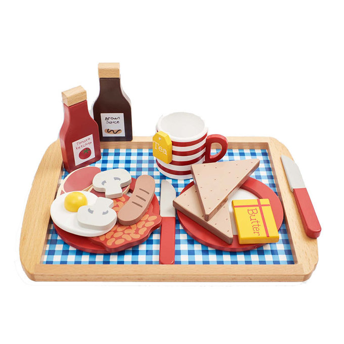 英國 JoJo Maman BeBe 優質玩具/益智/家家酒/角色扮演玩具_實木系列_廚房早餐組_JJD9152