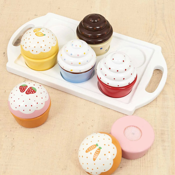 英國 JoJo Maman BeBe 優質玩具/益智/家家酒/角色扮演玩具_實木系列_下午茶/奶油小蛋糕_JJE2443