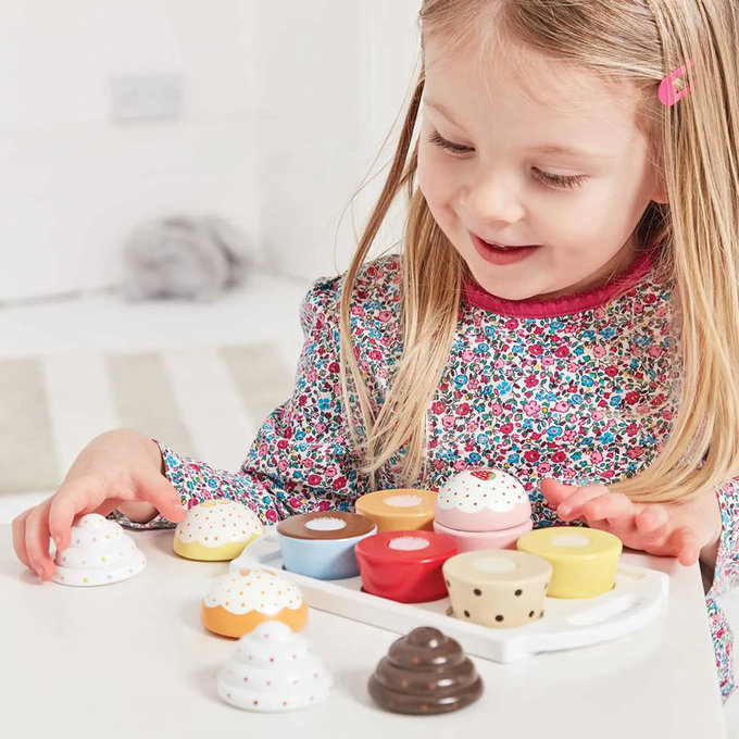 英國 JoJo Maman BeBe 優質玩具/益智/家家酒/角色扮演玩具_實木系列_下午茶/奶油小蛋糕_JJE2443