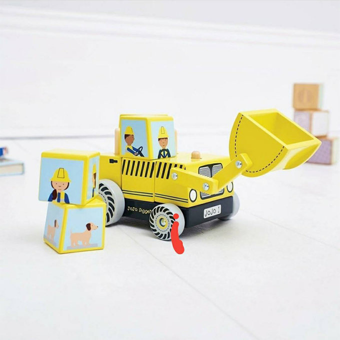 英國 JoJo Maman BeBe 優質玩具/益智/積木/五感玩具_實木玩具_疊疊車_推土機_(JJE2001)