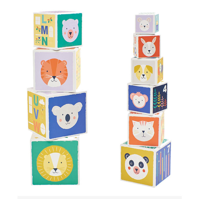 英國 JoJo Maman BeBe 優質玩具/益智/方塊疊疊樂_紙板系列_動物方程式_(JJE2482)