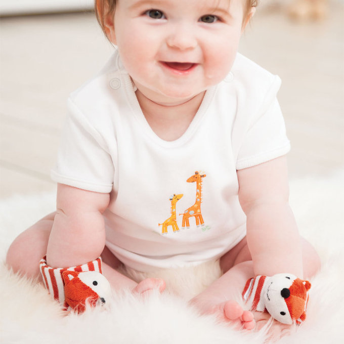 英國 JoJo Maman BeBe 手搖鈴/手腕響鈴玩具_俏皮狐狸_(JJD6179)