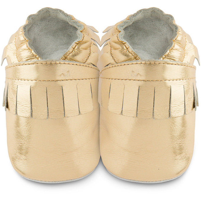 英國 shooshoos 健康無毒真皮手工鞋/學步鞋/嬰兒鞋/室內鞋/室內保暖鞋_金色流蘇_102237