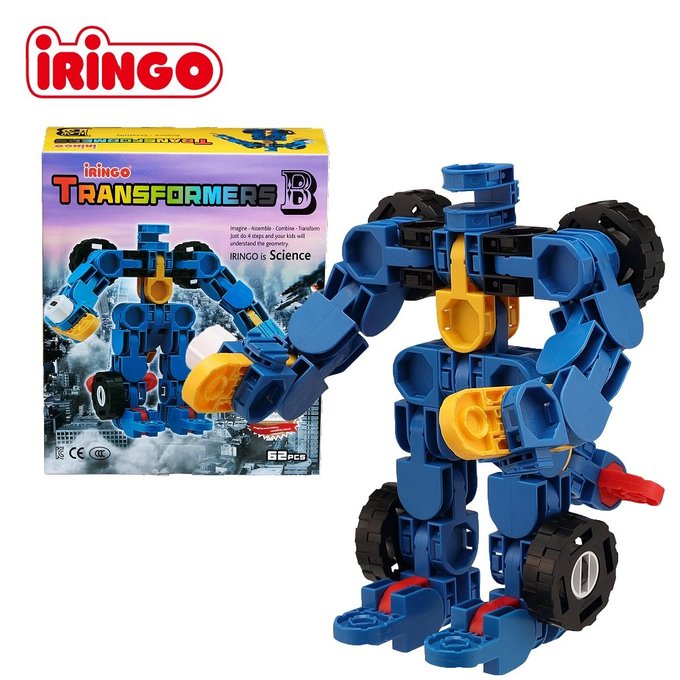 【韓國iRingo】百變創意3D積木-變形金剛B-雷霆藍(可變形&可旋轉)_iR007(總片數:62)