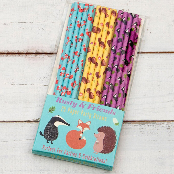 英國 Rex London 派對紙吸管 25 入組_刺蝟&狐狸_RL26059