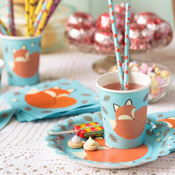 英國 Rex London 派對紙吸管 25 入組_刺蝟&狐狸_RL26059