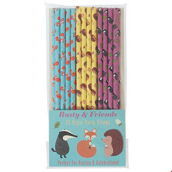 英國 Rex London 派對紙吸管 25 入組_刺蝟&狐狸_RL26059-