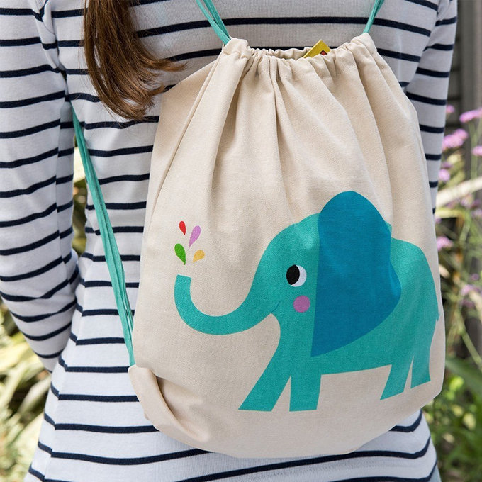 英國 Rex London 純棉後背包_藍色大象_RL26881