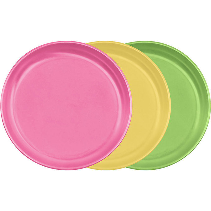 美國 green sprouts 小綠芽 學習餐具/外出攜帶食物盤_粉黃綠三入組_GS152690-1