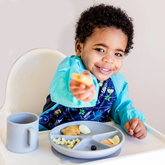 美國 green sprouts 小綠芽 超防滑寶寶吃飯矽膠學習餐盤_桃紅_GS152302-1
