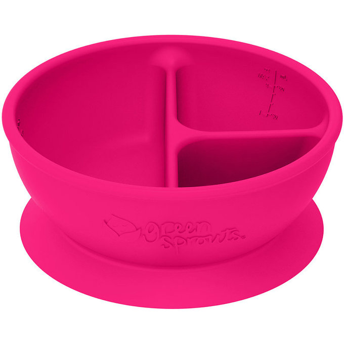 美國 green sprouts 小綠芽 超防滑寶寶學習吃飯矽膠學習餐碗_桃紅_GS152303-1