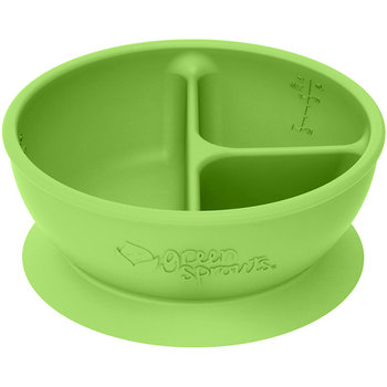 美國 green sprouts 小綠芽 超防滑寶寶學習吃飯矽膠學習餐碗_草綠_GS152303-2-