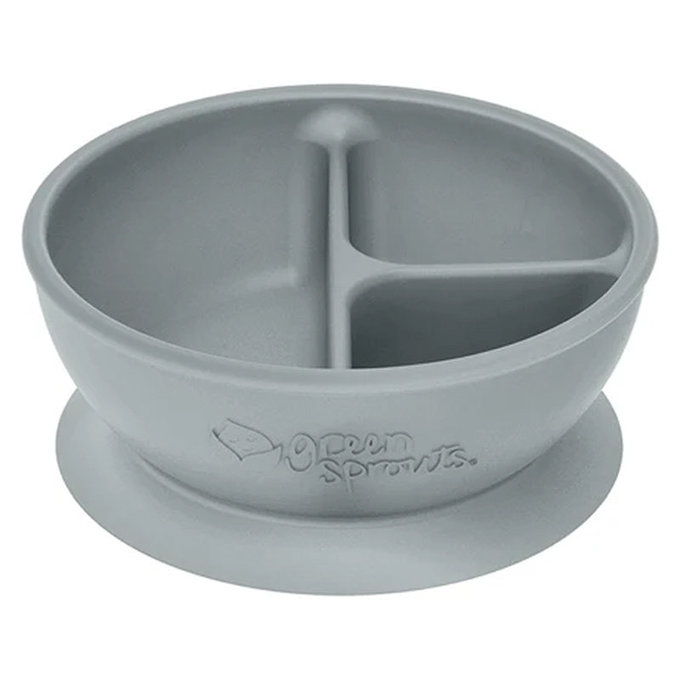 美國 green sprouts 小綠芽 超防滑寶寶學習吃飯矽膠學習餐碗_灰色_GS152303-G