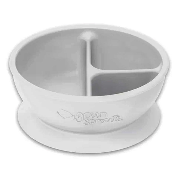 美國 green sprouts 小綠芽 超防滑寶寶學習吃飯矽膠學習餐碗_純白_GS152303-W